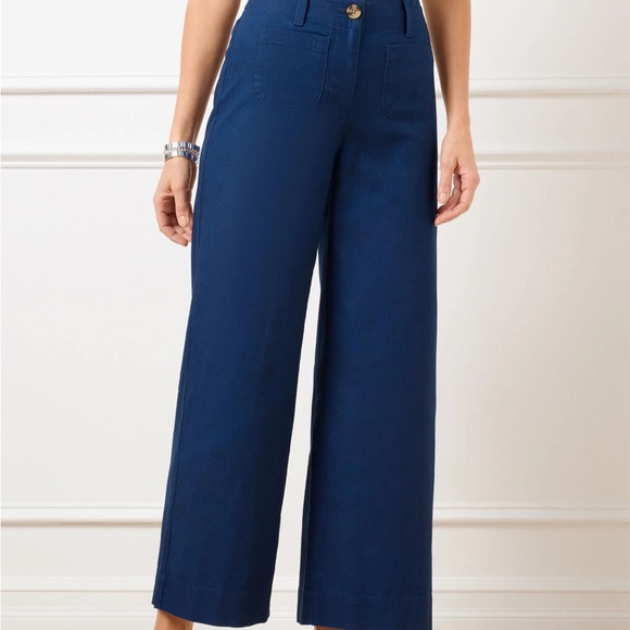 Talbots WIDE CROP PATCH POCKET WASHED BLUE LINEN PANTS size 12
Indigo - Picture 11 of 11